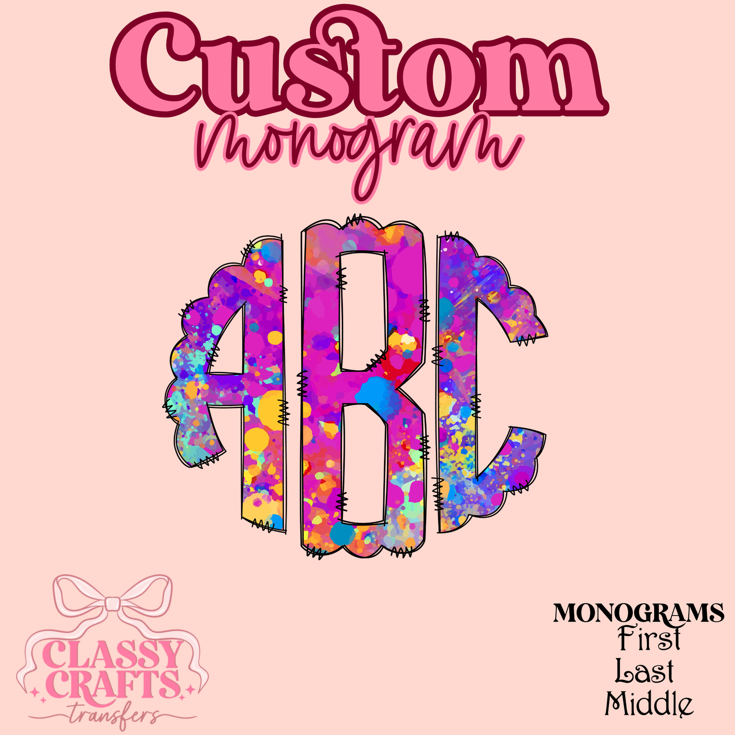 Bright Abstract - Custom Monogram Transfer