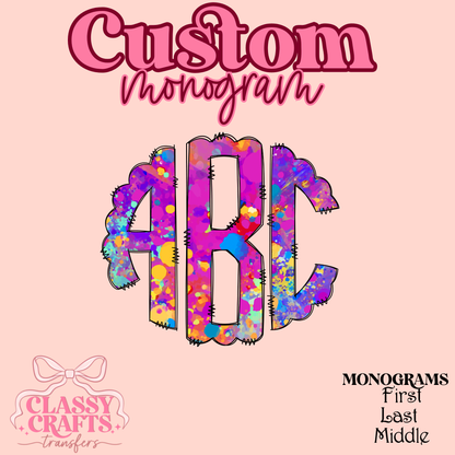 Bright Abstract - Custom Monogram Transfer