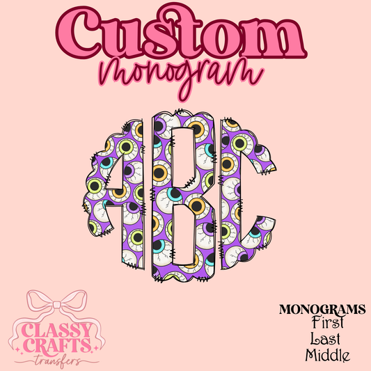 Spooky Eyes - Custom Monogram Transfer