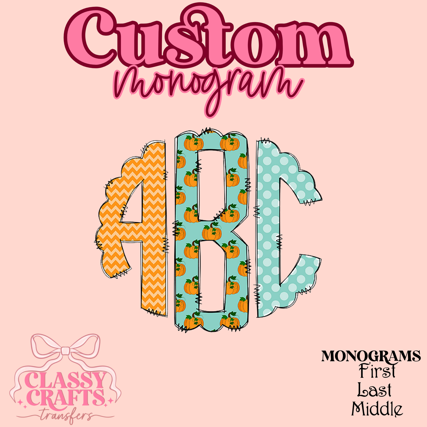 Fall Pumpkins - Custom Monogram Transfer