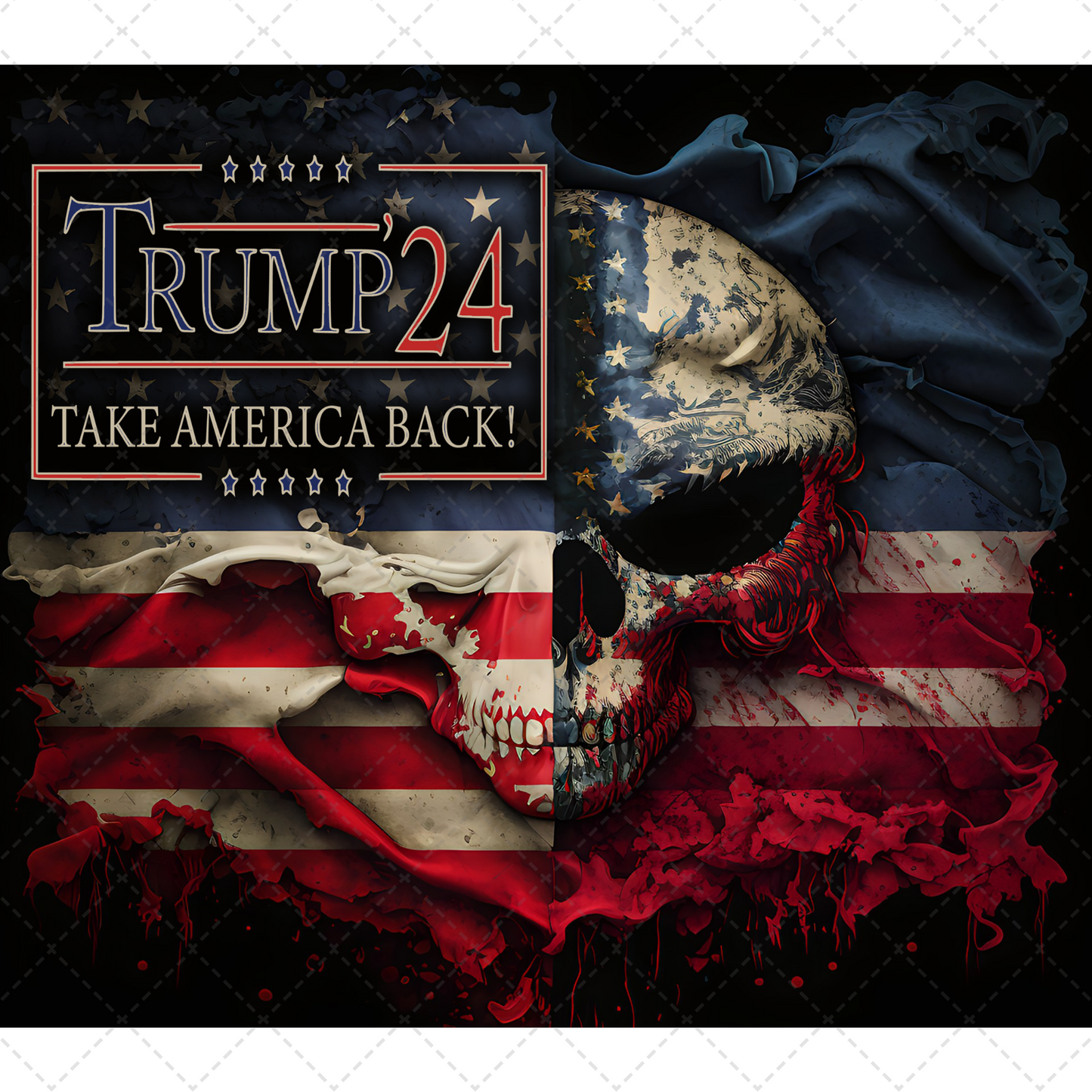 Trump Skull Flag Tumbler- Sublimation Transfer