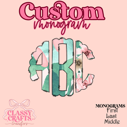 Pretty Pink Petals - Custom Monogram Transfer