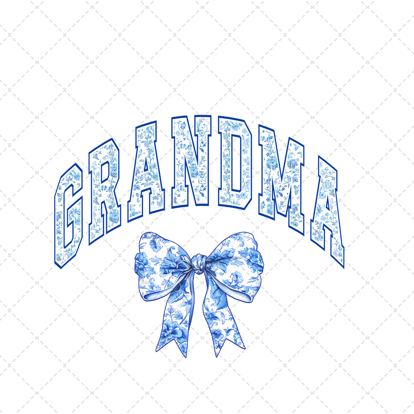 Grandma Blue Floral Transfer