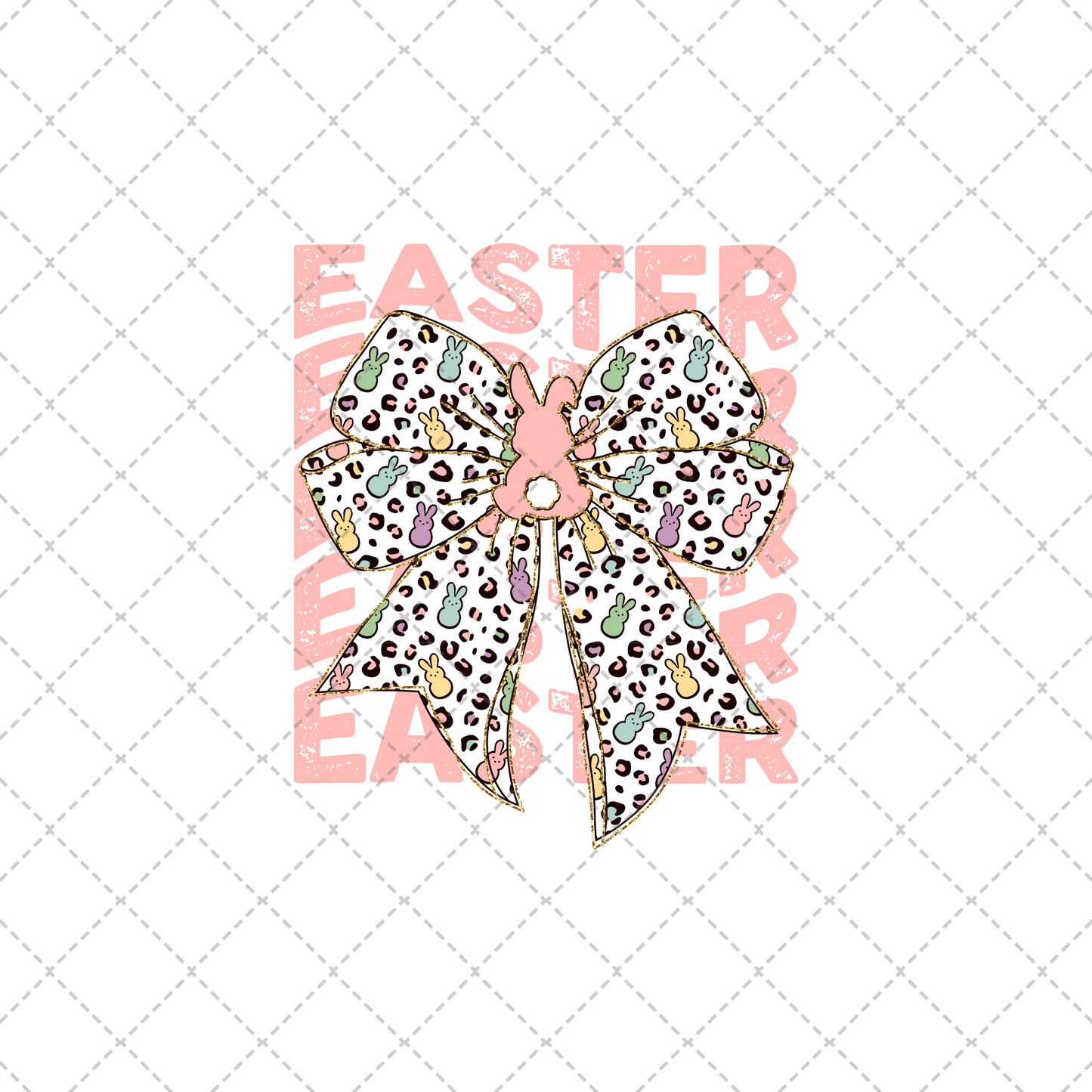 Easter Bunny Leopard Bow Transfer ** TWO PART* SOLD SEPARATELY**