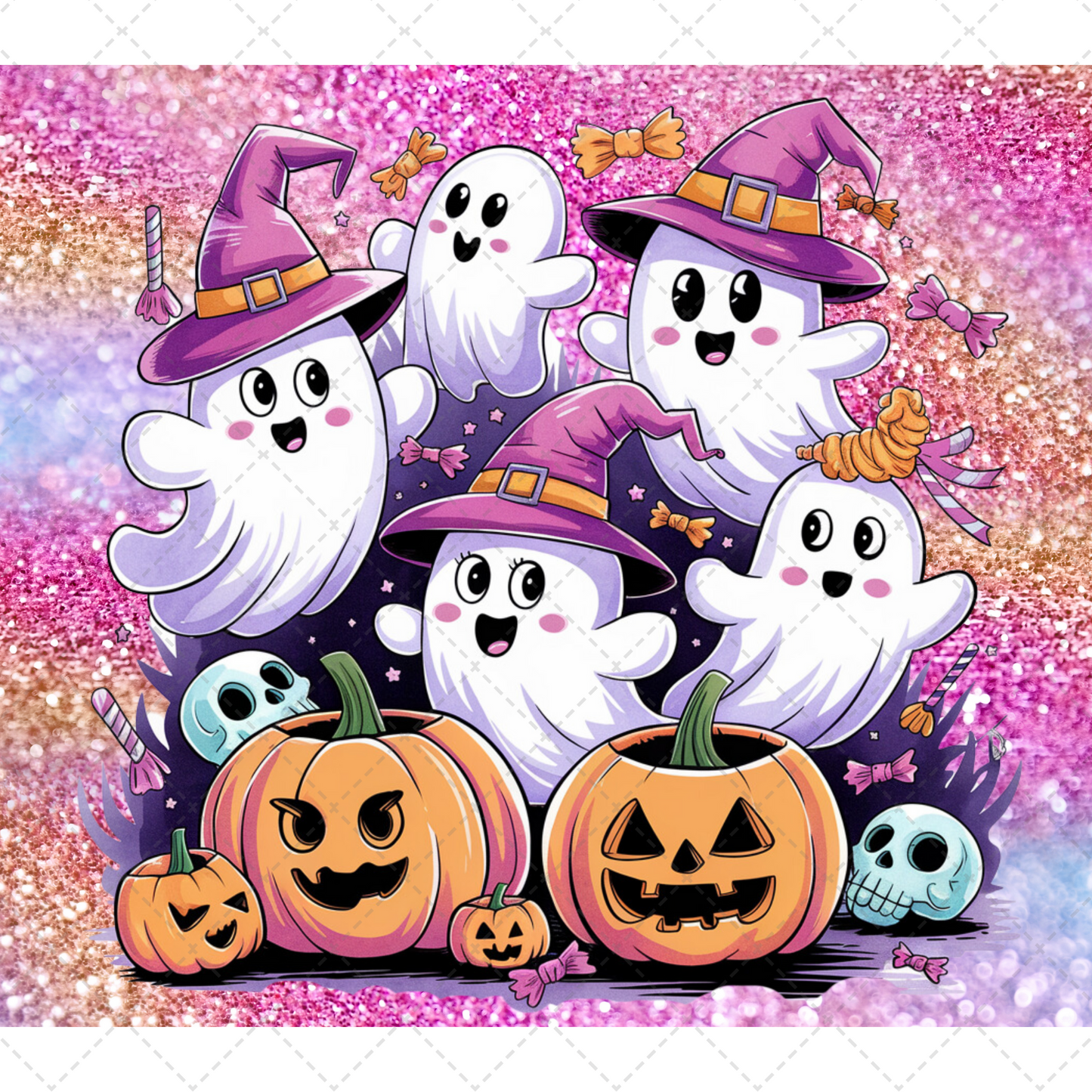 Cute Halloween Ghost Tumbler- Sublimation Transfer