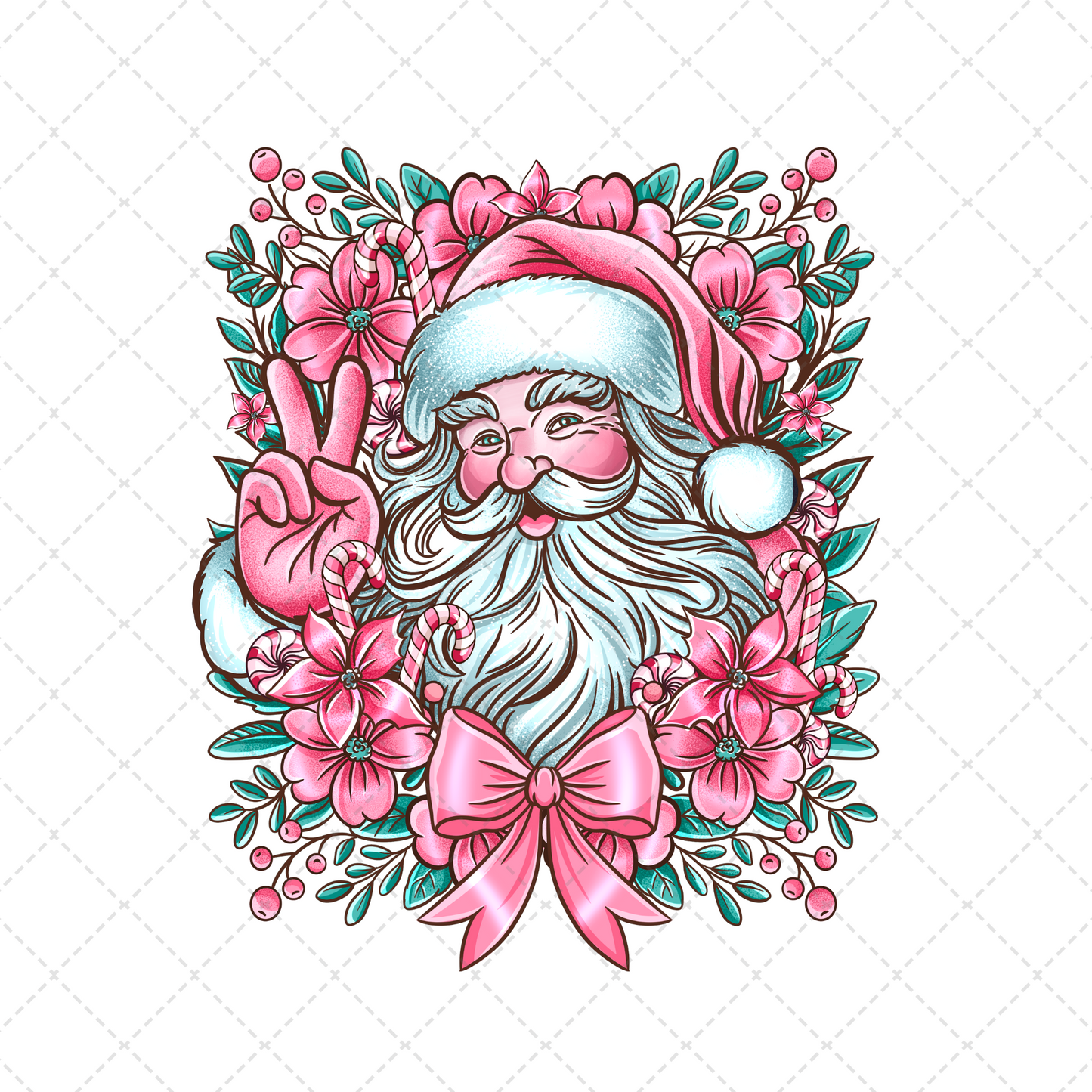 Pink Santa Transfer ** TWO PART* SOLD SEPARATELY**