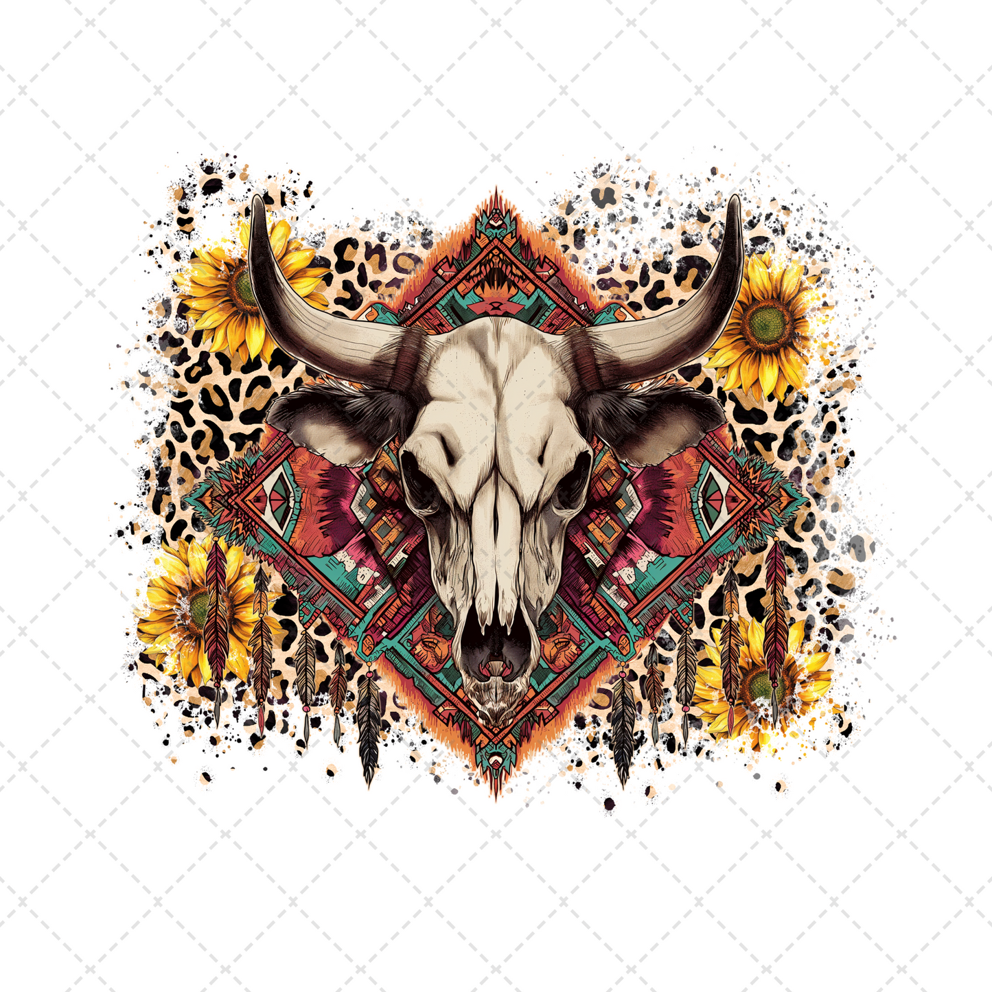 Western Boho Skull Transfer