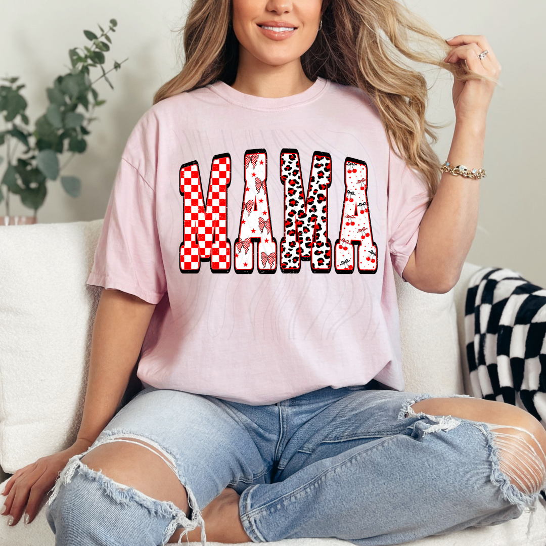 Red Retro Mama Transfer