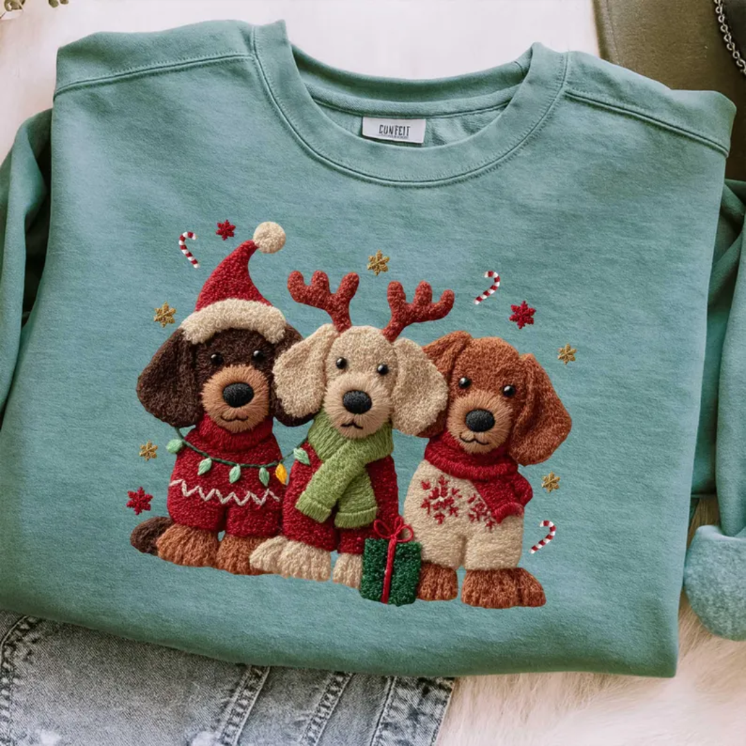 CHRISTMAS PUPPY FAUX YARN TRANSFER
