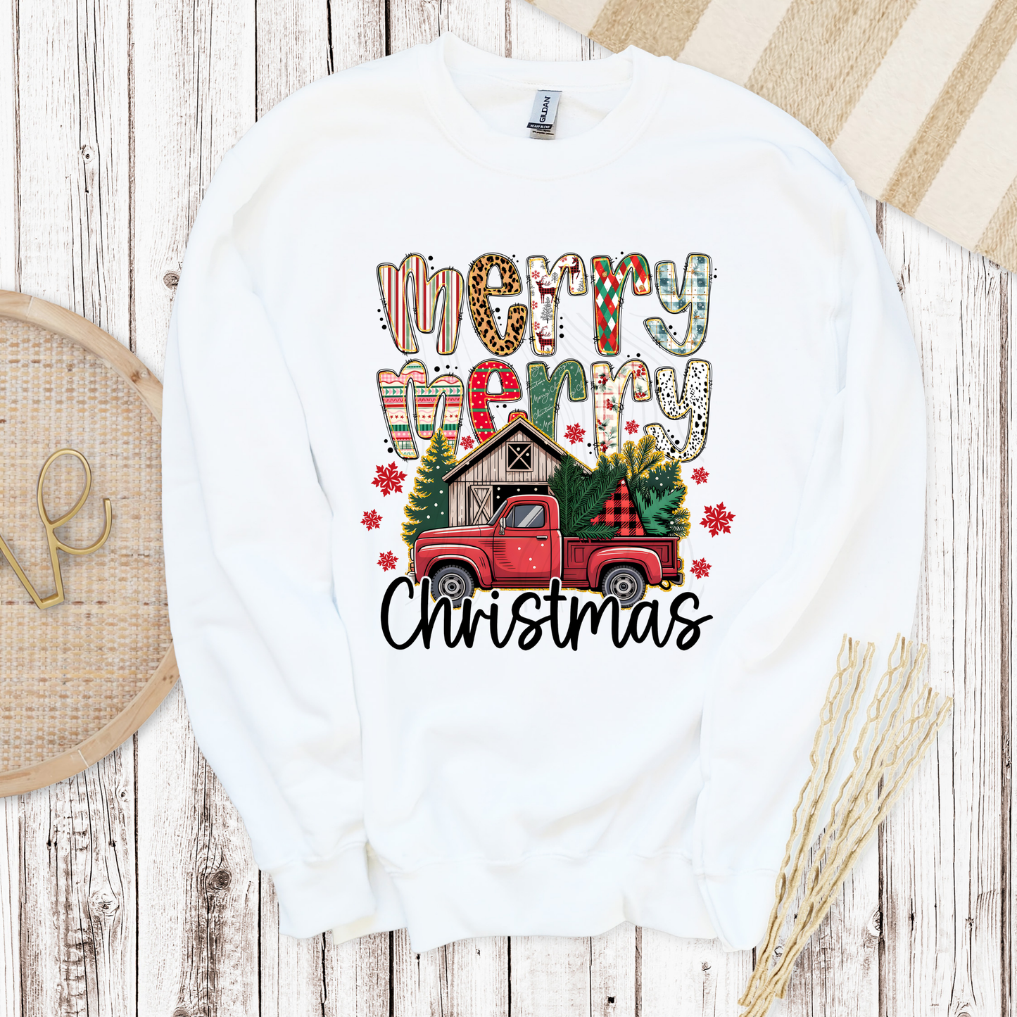 Merry Christmas Red Truck Transfer