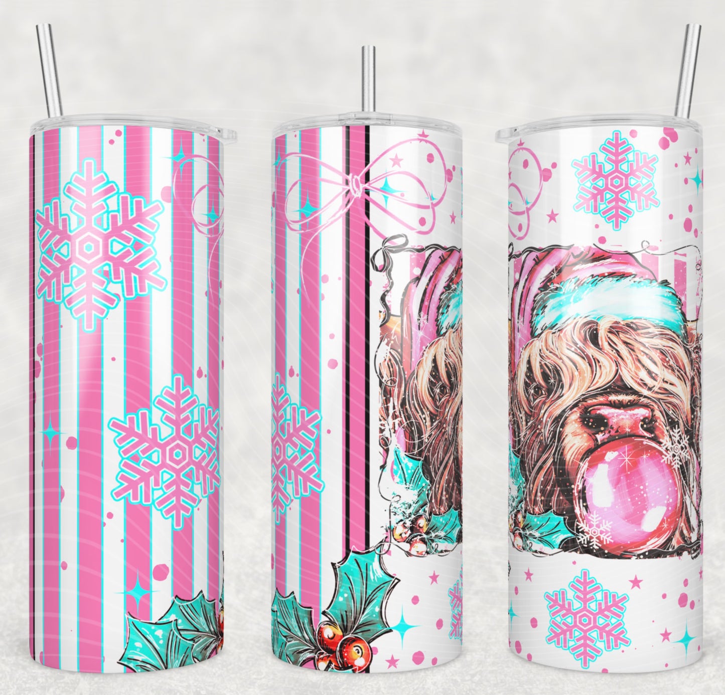 CHRISTMAS COW BUBBLE SEAMLESS TRANSFER