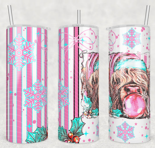 CHRISTMAS COW BUBBLE SEAMLESS TRANSFER