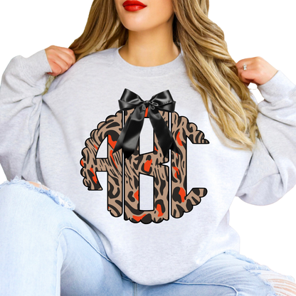 Black Bow Modern Leopard - Custom Monogram Transfer