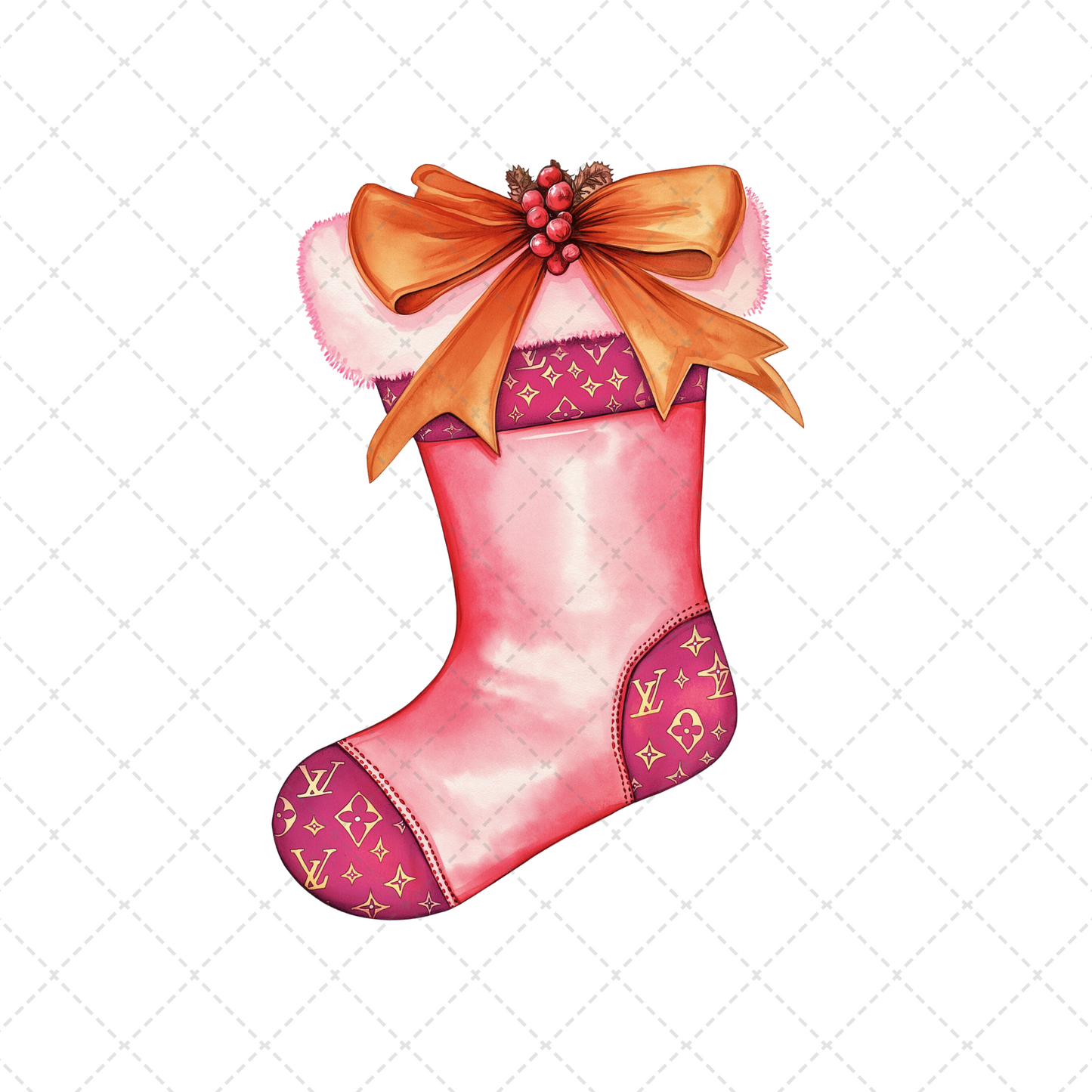 Preppy Christmas Stocking Transfer