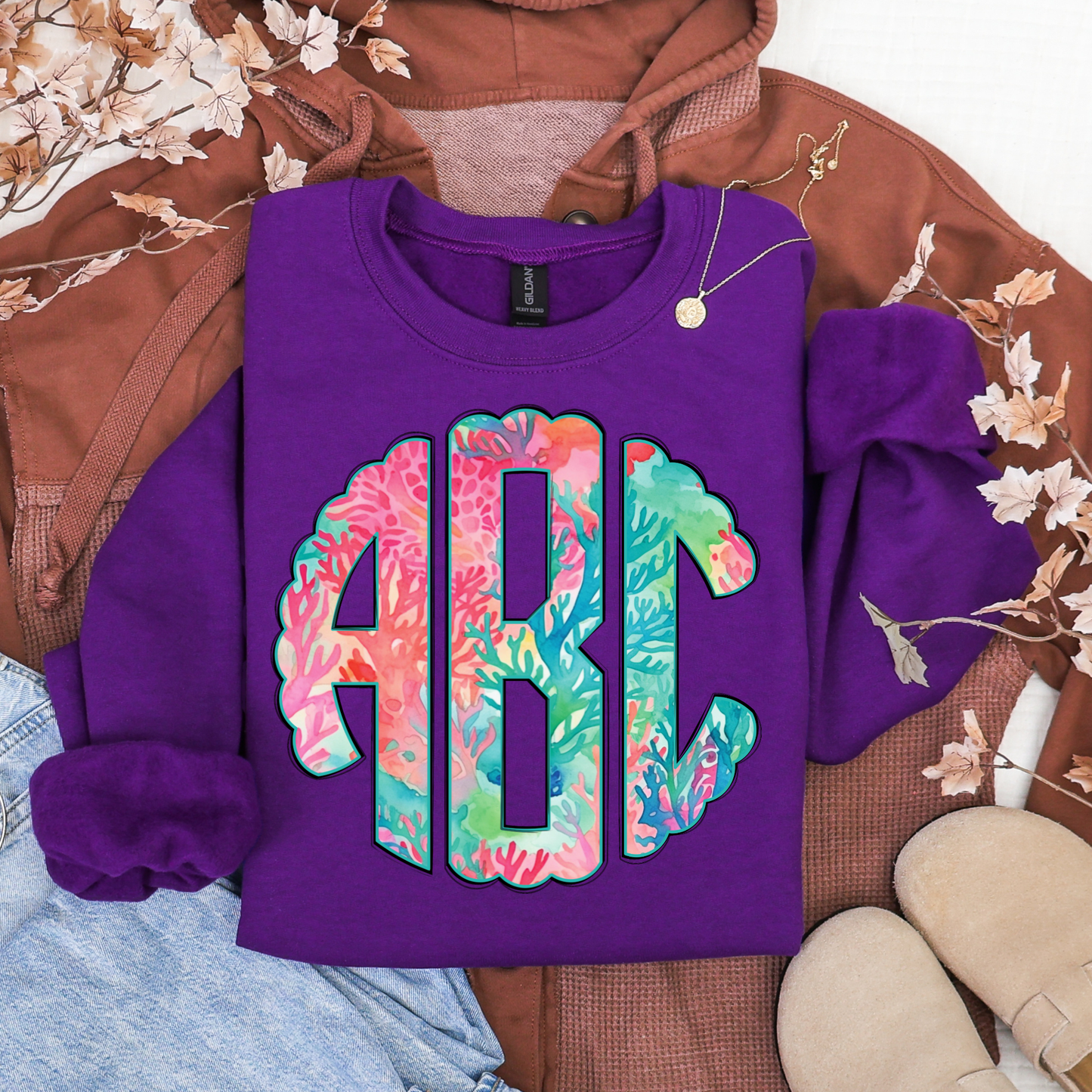 Multi Color Ocean Lilly - Custom Monogram Transfer