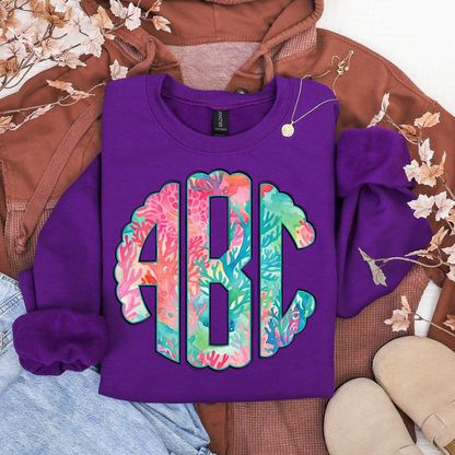 Multi Color Ocean Lilly - Custom Monogram Transfer