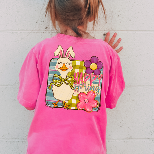 Happy Spring Bunny Duck Transfer
