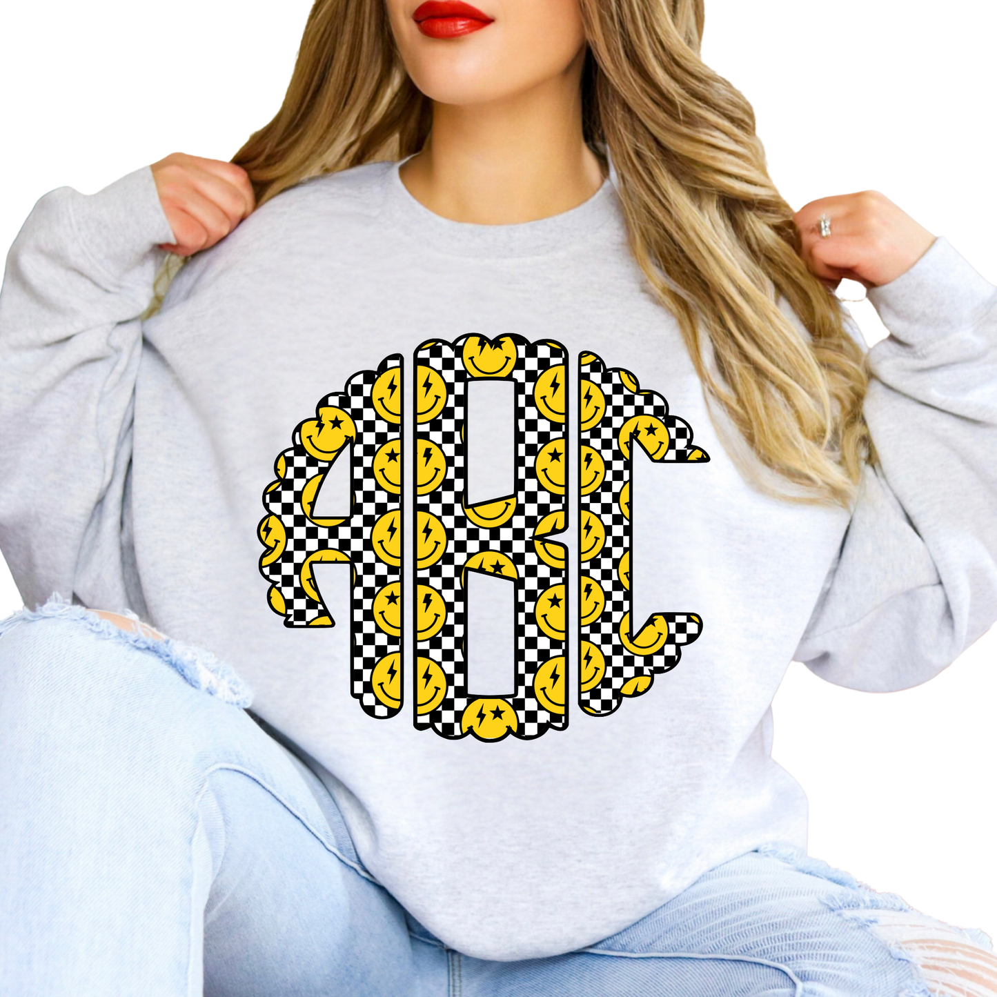 Retro smiley - Custom Monogram Transfer