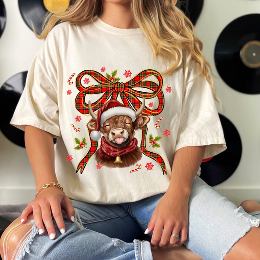 Christmas Cow Bow Transfer