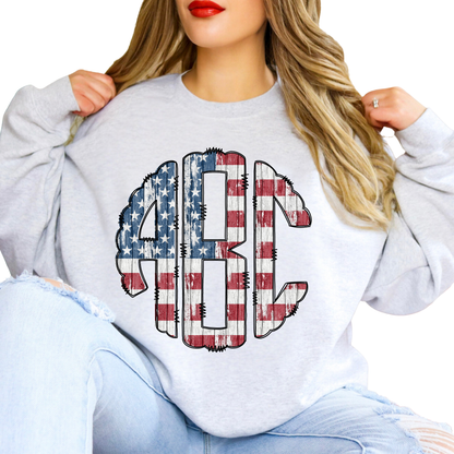 USA Flag Wood  - Custom Monogram Transfer