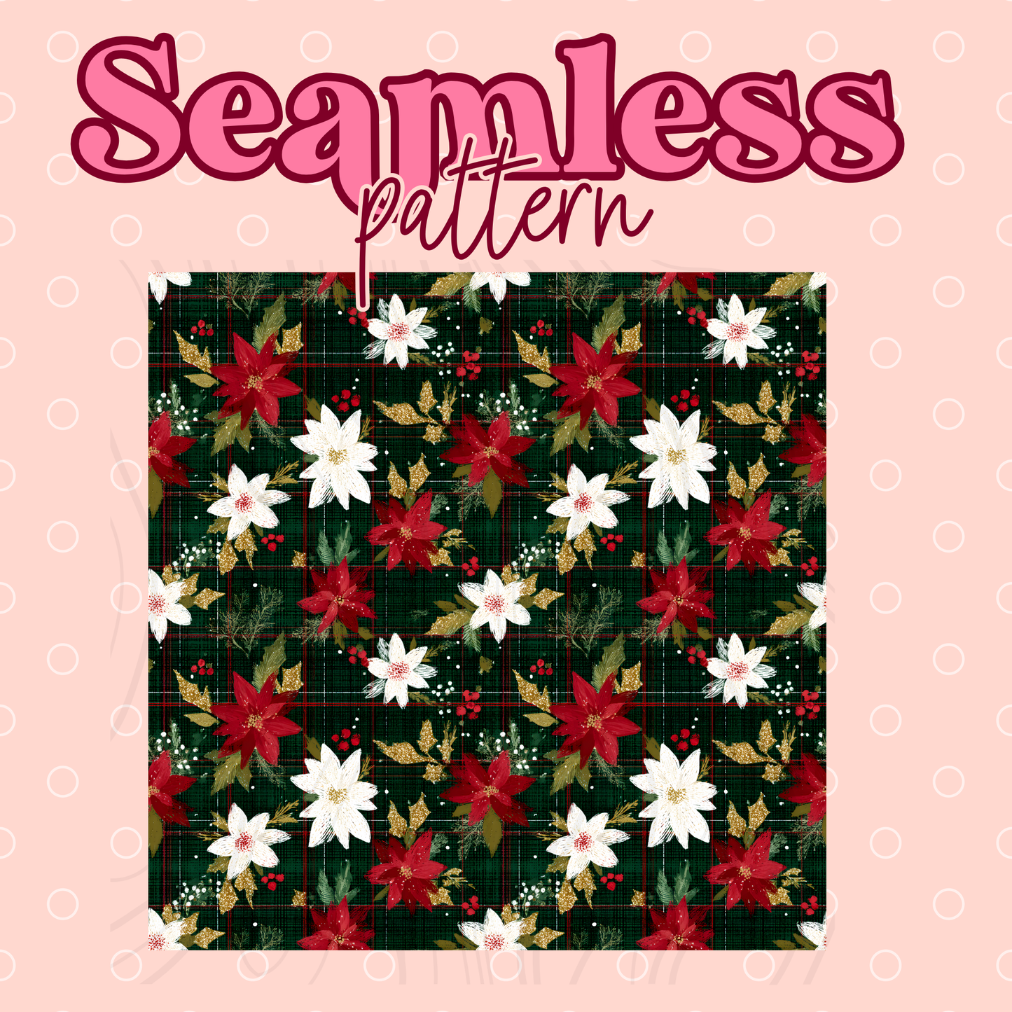 Poinsettia And Plaid Seamless Transfer