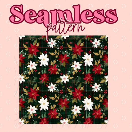Poinsettia And Plaid Seamless Transfer