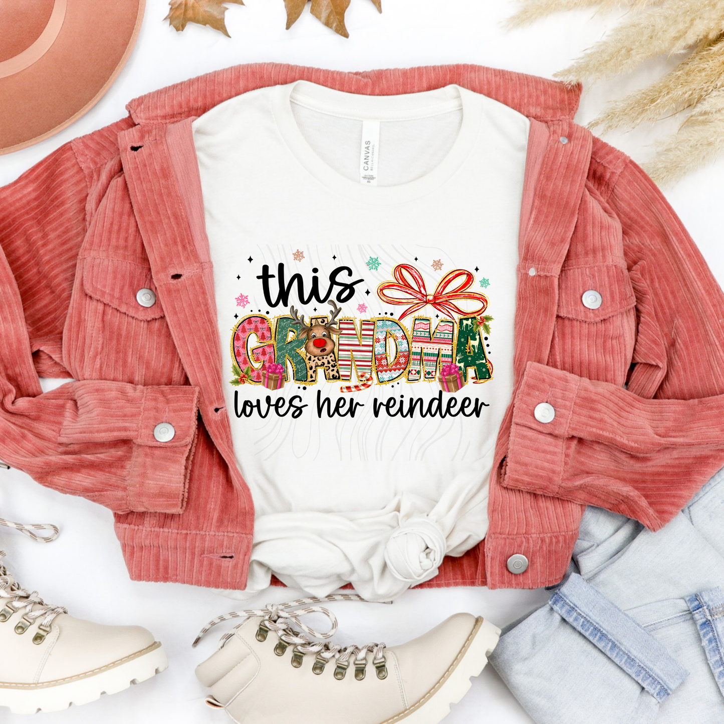 This Grandma Loves Her Reindeer Black Transfer