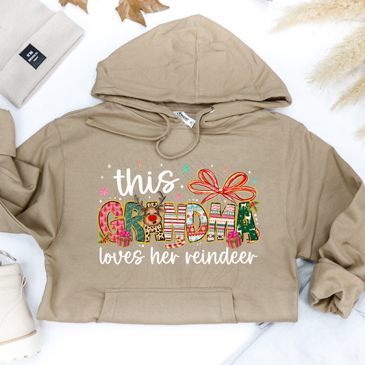 This Grandma Loves Her Reindeer Black Transfer