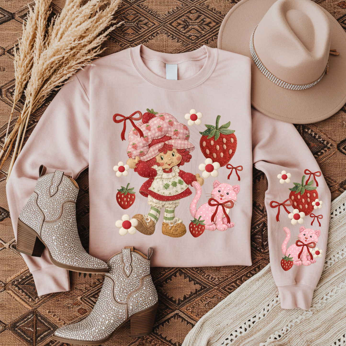 STRAWBERRY CAKE DOLL STITCHED TRANSFER*TWO PART**SOLD SEPARATELY**