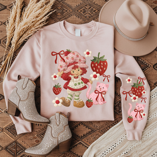 STRAWBERRY CAKE DOLL STITCHED TRANSFER*TWO PART**SOLD SEPARATELY**