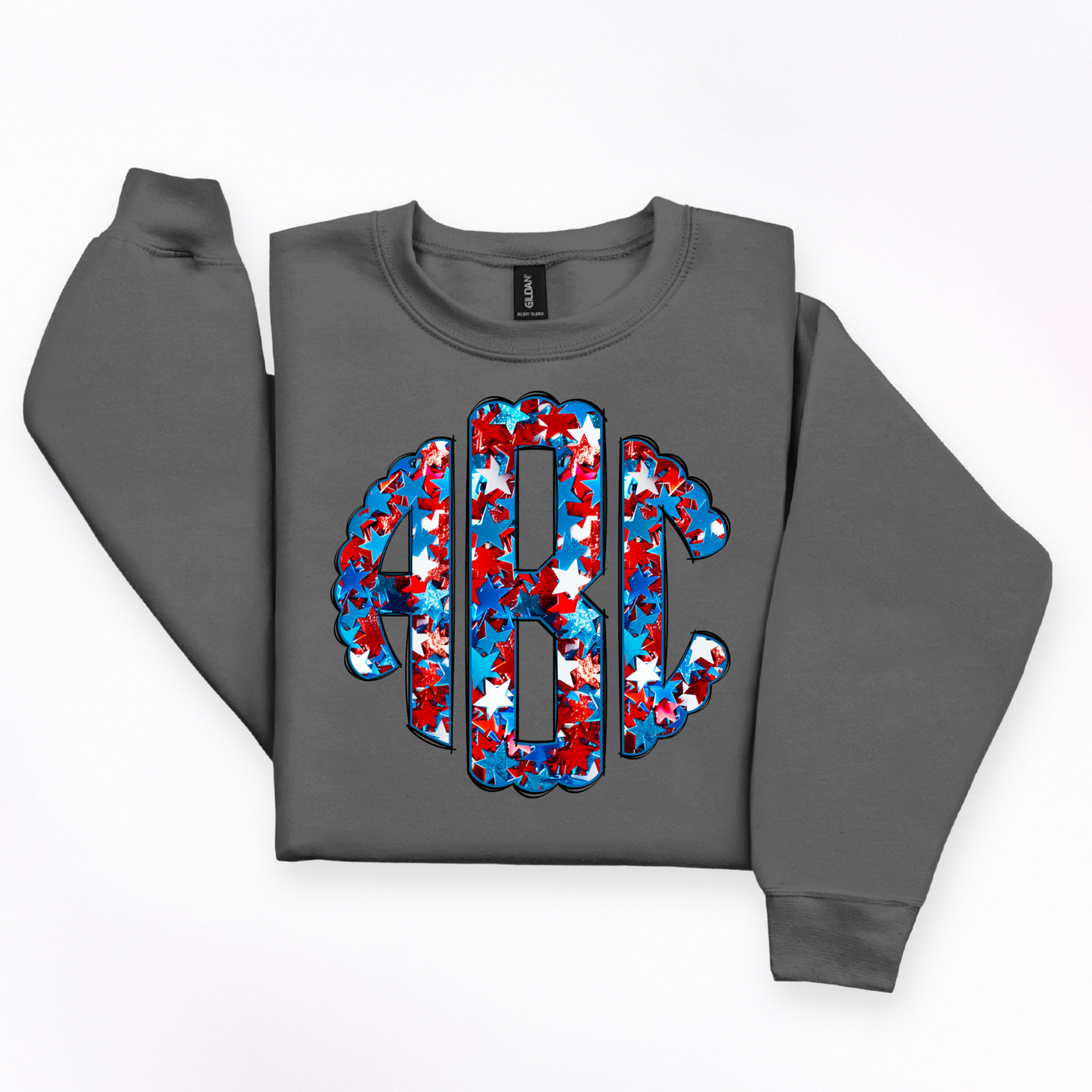 Red White & Blue Stars - Custom Monogram Transfer