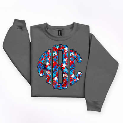 Red White & Blue Stars - Custom Monogram Transfer