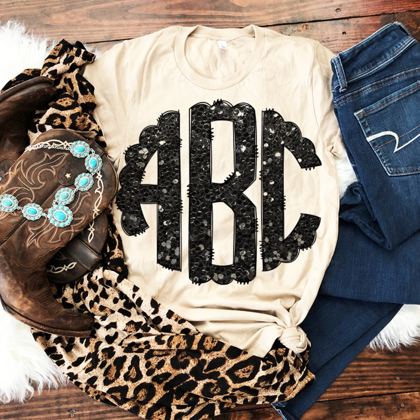 Black Glitter - Custom Monogram Transfer