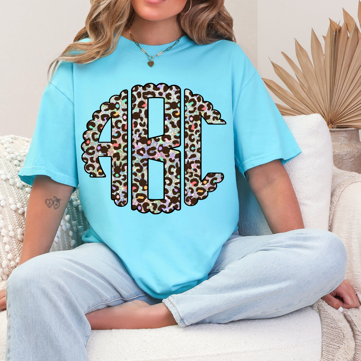 Easter Leopard Rainbow - Custom Monogram Transfer