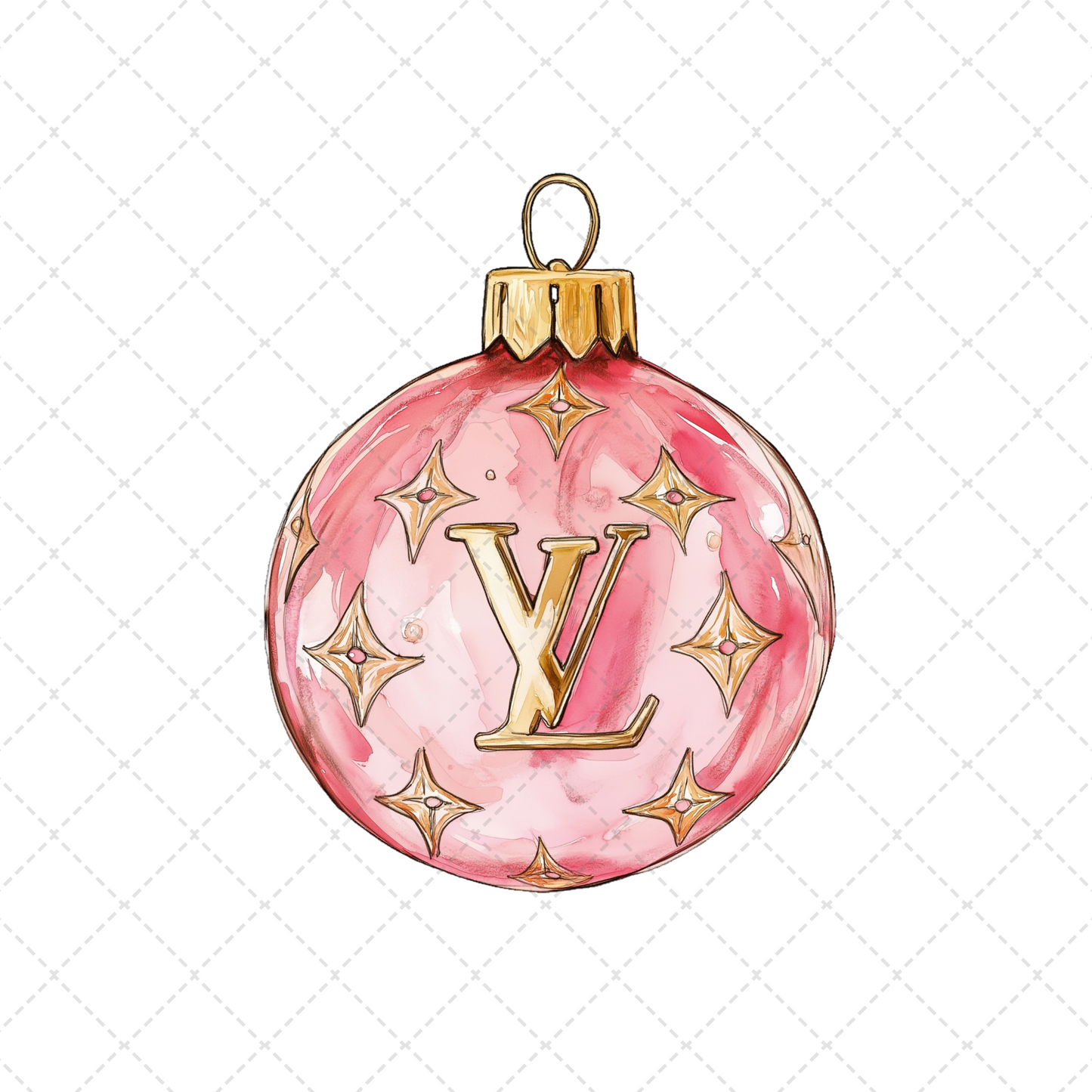 Preppy Christmas Pink Ornament Transfer