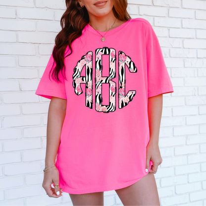 Roses Zebra- Custom Monogram Transfer