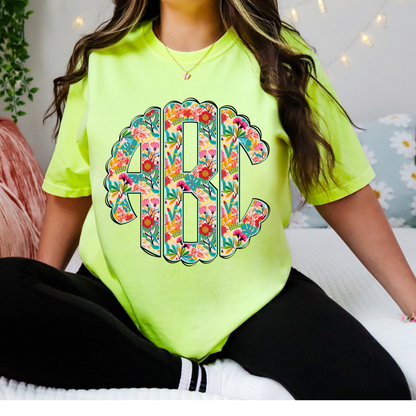 Tropical Floral Summer  - Custom Monogram Transfer