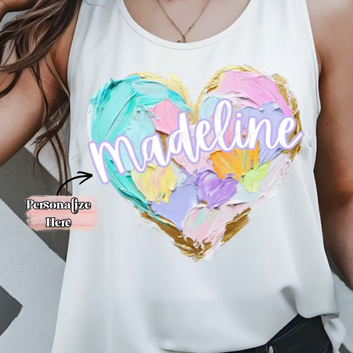 Painted Gold Heart - ‼️FULLY CUSTOMIZABLE‼️ Transfer