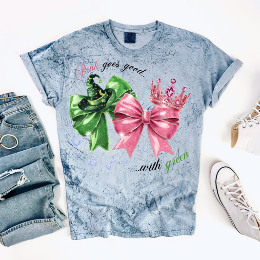 Wicked Pink and Green Bows Transfer