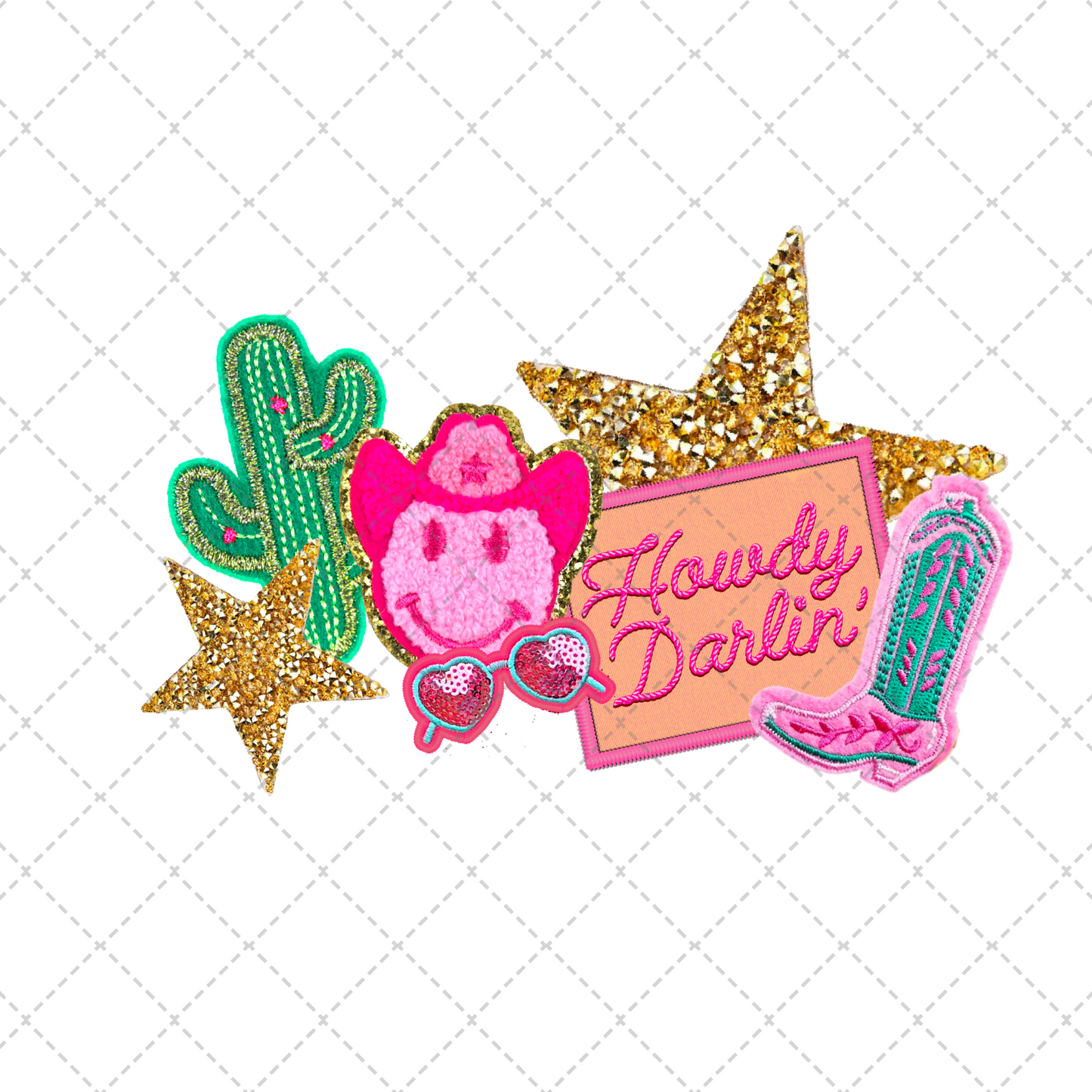 Howdy Darling Western Faux Patch Transfer