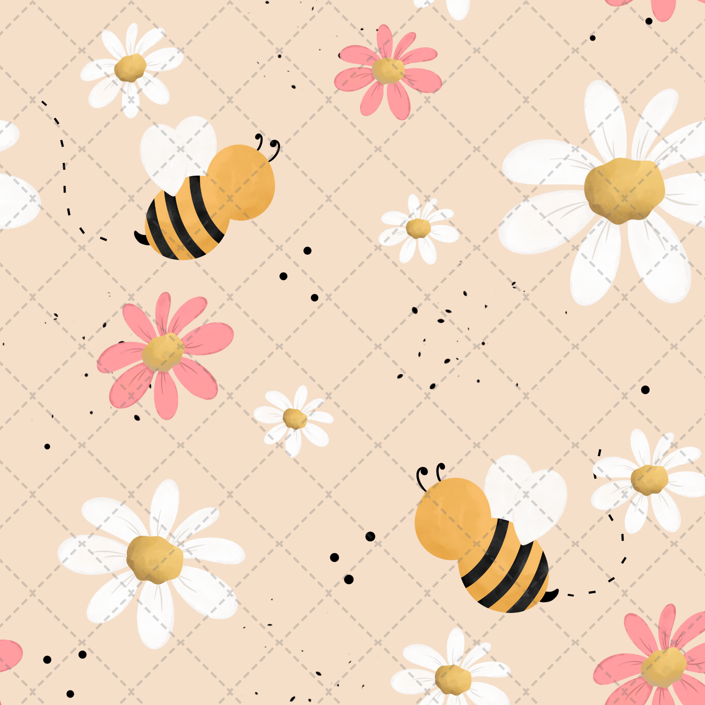 Floral And Bees Seamless - Sublimation Transfer