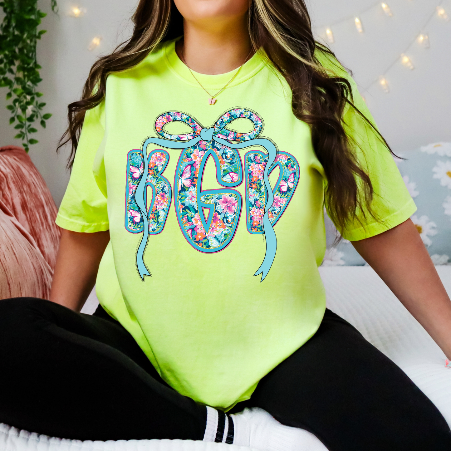 Teal Floral - Custom Monogram Transfer