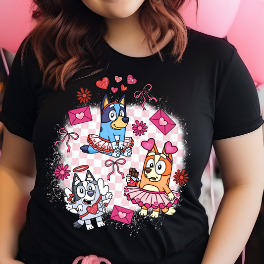 Blue Pup Dancing Valentine Transfer