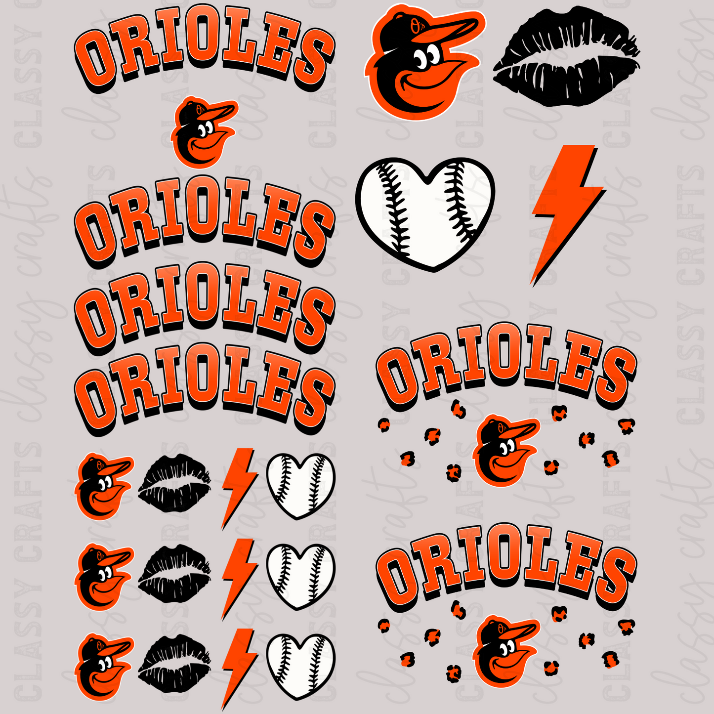 Orioles  -  30x24 - MINI PREMADE GANG SHEET