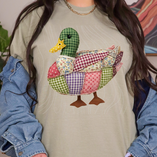 Faux Patchwork Standing Duck Transfer