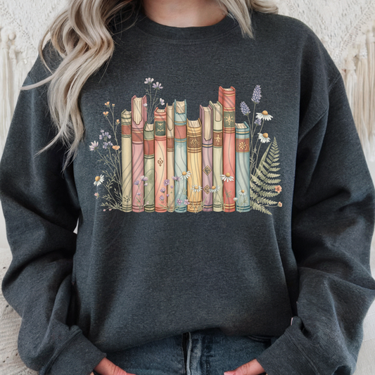 Colorful Floral Books Transfer