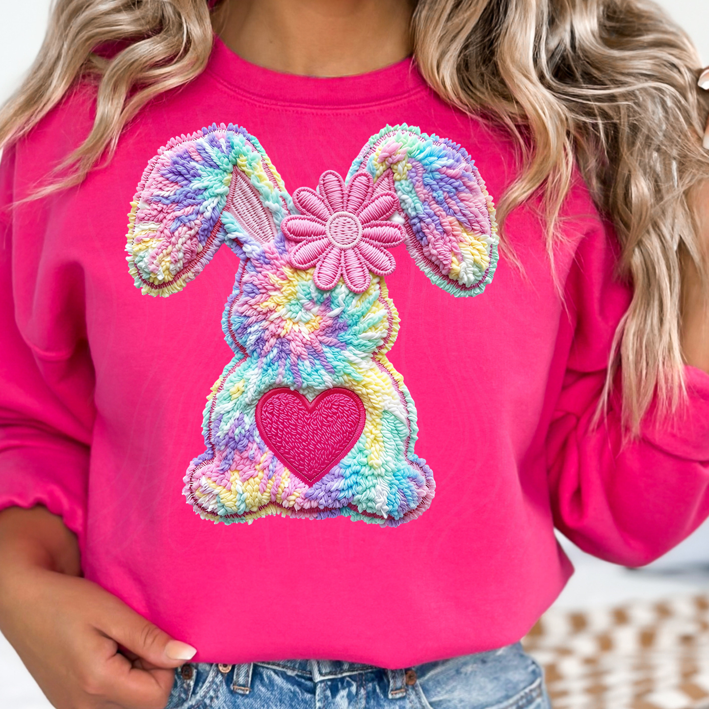 Faux Yarn Tie-Dye Easter Bunny Transfer