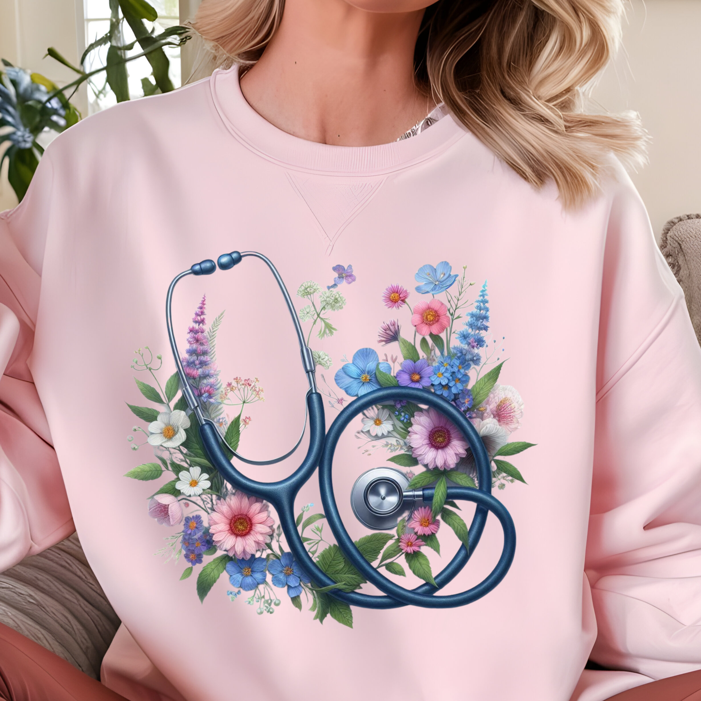 Blue Floral Stepthoscope Transfer