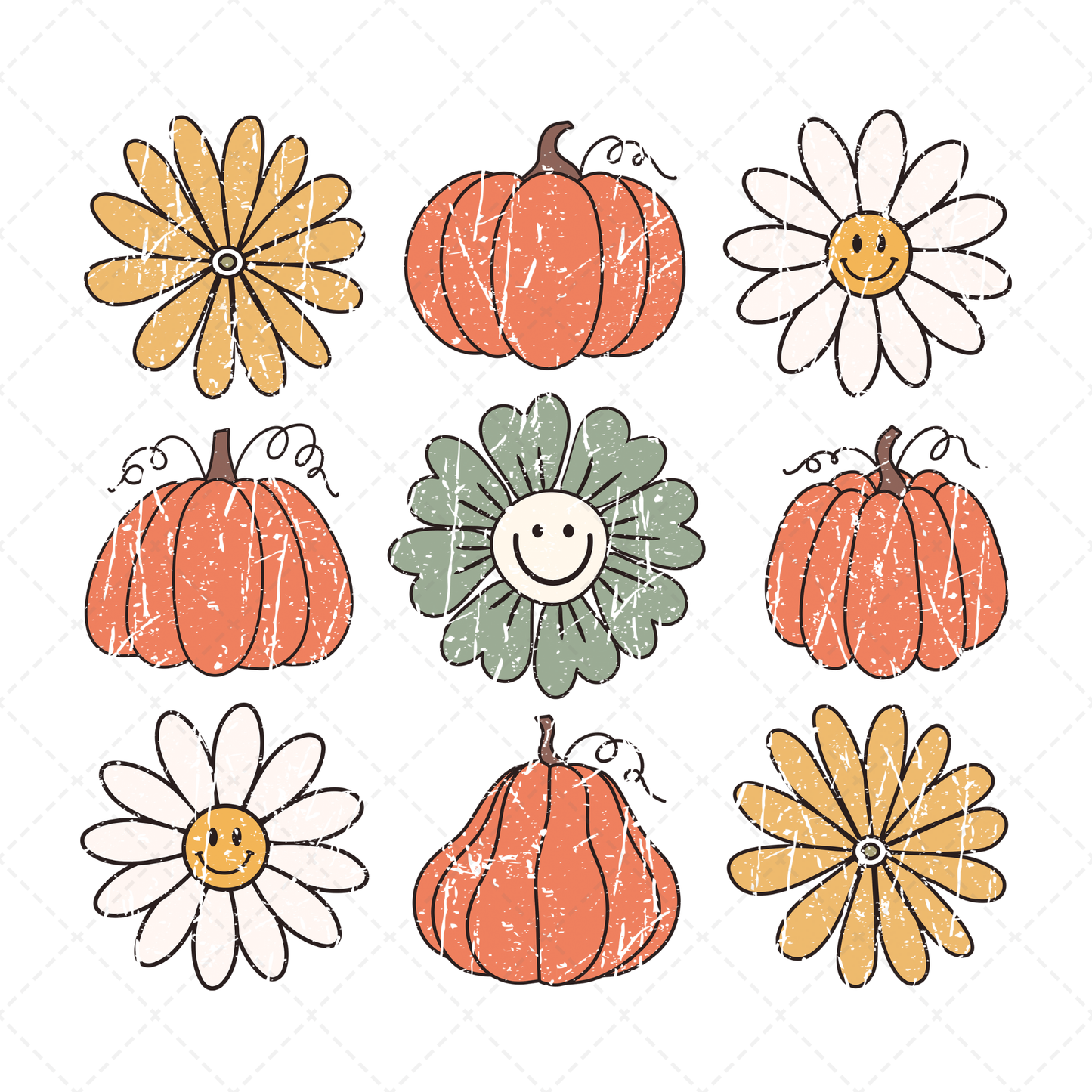 Pumpkin Flower Retro Transfer