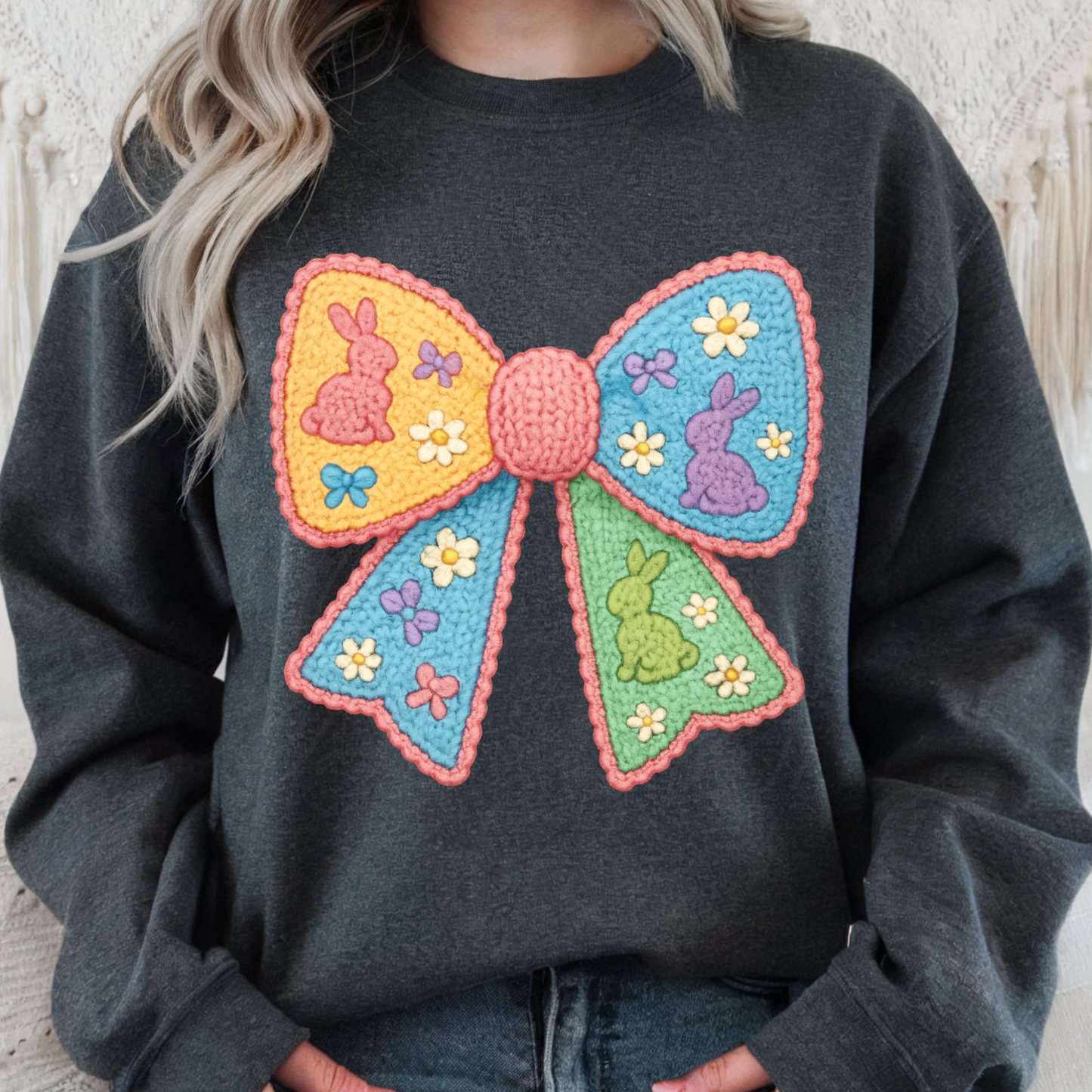 Faux Yarn Easter Bow Transfer